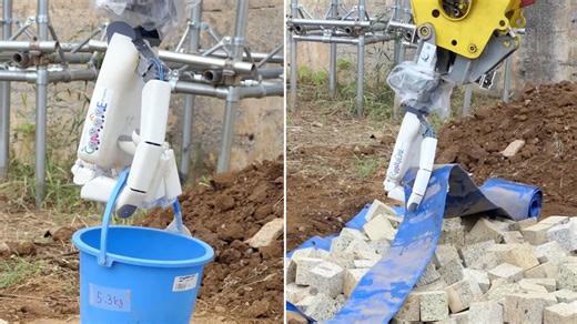 Japan trials giant robot hand to scoop buried items at quake sites