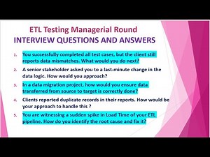 Top Managerial Round - ETL Testing Interview Questions and Answers - Part 2