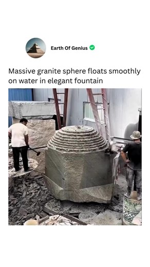 Earth Of Genius on Instagram: "A massive granite block is sculpted, ground, and polished into a perfect sphere. Water pressure allows it to float and spin smoothly atop a carved basin, creating a mesmerizing fountain that combines precise engineering with expert stone craftsmanship. via : @samxingmarbles 👏🏻🙏🏻 Dm for removal 👏🏻 #knowledge #technology #didyouknow #fyp #tech #history #innovation #biggerz"