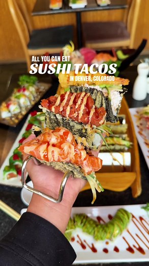 Sushi Train now has sushi tacos!! 3460 S Locust St, Denver, CO#sushitrainpartners🍣s #denver
