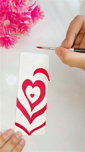 How to paint a heart tunnel bookmark💗 |aesthetic bookmark painting | beginner tutorial