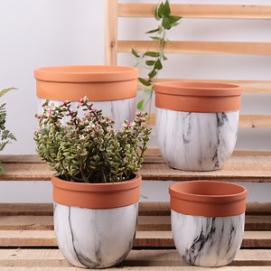 [Hot Item] New Design European Modern Ceramic Terracotta Clay Marble Plant Pot