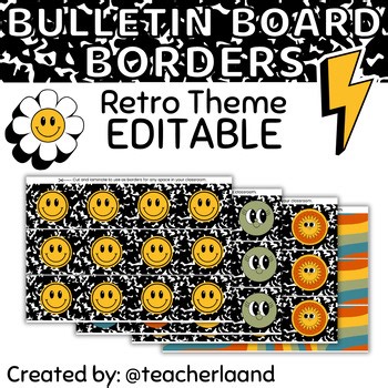 Retro Bulletin Board Borders - Editables - Composition Notebook Classroom Decor