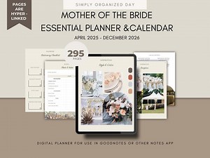 Mother of the Bride Wedding Planner, Journal & Calendar Bundle for Goodnotes - Etsy