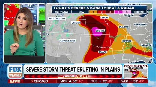 Wichita, Kansas, among Plains cities threatened by strong to intense tornadoes through Sunday night