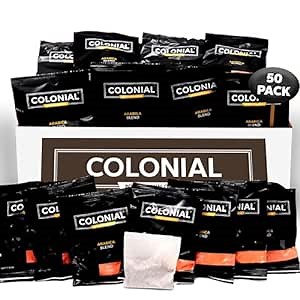 Colonial In-Room Decaf Ground Coffee Filter Packs for Hotel Rooms, Decaffeinated Dark Roast, 0.50 Ounce (Pack of 50), Use with 4-Cup Drip Coffee Machine