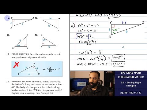 Big Ideas Math [IM2]: 9.6 - Solving Right Triangles (Lecture & Problem Set)