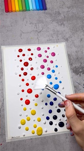 Turning Paint Drops into Abstract Art with a Fan Brush! 🫟✨😍