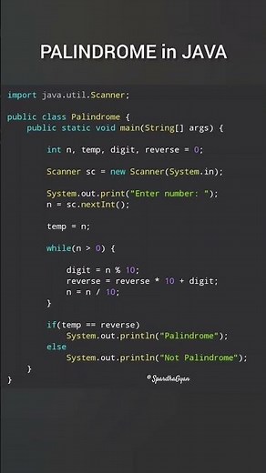 PALINDROME in Java | palindrome Program in Java #javaprogramming #javatutorial