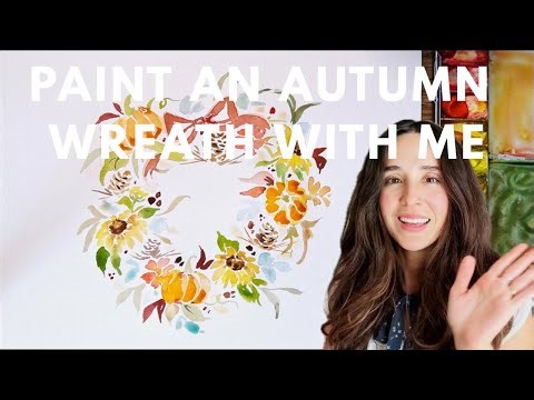 Paint a Watercolor Autumn Wreath with me! | Fall Painting Tutorial