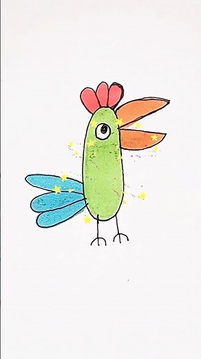 Polly Parrot from Peppa pig easy drawing for kids #art #kidstv #kidsart #peppapig
