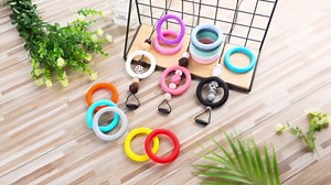 Motionchic 32 Pcs 65mm Silicone Beadable Ornaments Ring Colorful Round Silicone Loop with 2 Hole Beadable Focal Frames Pendant for DIY Keychain Necklace Jewelry Making Hanging Ornaments