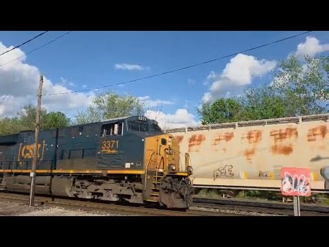 CSX mixed freight meets CSX pipe train