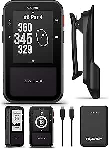 Garmin Approach G20 Solar GPS Golf Handheld Bundle - Solar Charging, Sunlight-Readable High-Resolution Display, Built-in Magnetic Mount with PlayBetter 5000mAh Portable Charger