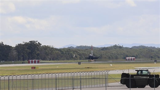 Two RAAF F-35A Lightning II aircraft depart RAAF Base Williamtown Runway 12 5/5/25 #lockheedmartin #fighterworld #williamtownplanespotting #F35A #planespotting #canonr7 | Williamtown Plane Spotting