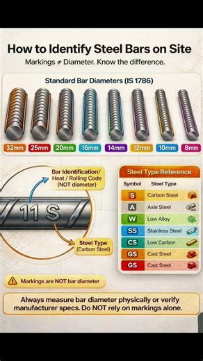 How to Identify Steel Bars on Site | Basic Knowledge for Civil Engineering | #Shorts