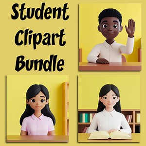 Student Illustration Clipart Image Bundle - 20 Diverse Classroom Characters - 60 Images - Print & Digital Use - Etsy UK