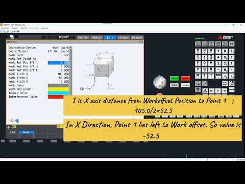 3D Graph Simulation in Mitsubishi Controller _ Workoffset is Workpiece Center