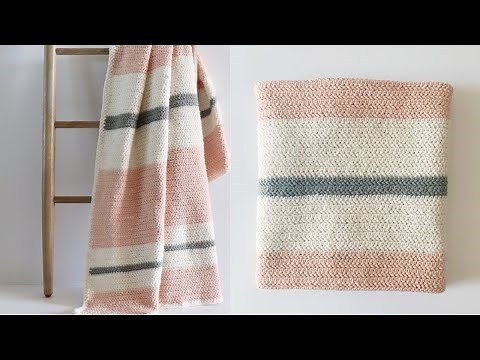 Beginner Herringbone Half Crochet Blanket