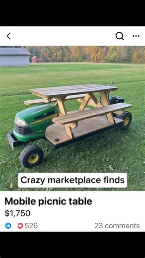 Crazy marketplace finds | What do you think about this mobile picnic table? Got a Marketplace find worth sharing? Drop us the link in a message. This is a... | Instagram