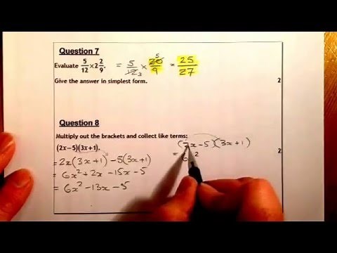 National 5 Unit 1 Revision Exam Questions NonCalculator