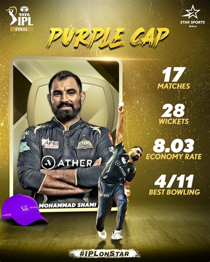 𝐒𝐡𝐚𝐚𝐧𝐝𝐚𝐚𝐫 𝐒𝐡𝐚𝐦𝐢! 💪🏻 The righteous holder of the Purple Cap, Mohammad Shami, wrecked havoc with ball throughout the #IPL2023! 👏🏻🧢 #IPLonStar #BetterTogether | Star Sports