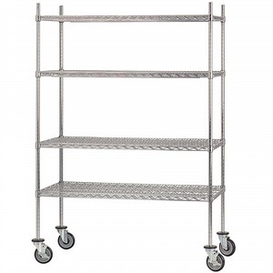 Advance Tabco MC-2448R Chrome Plated Mobile Wire Shelving Unit with Rubber Swivel Casters - 24" x 48"