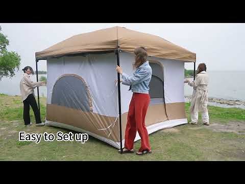 REDCAMP How To Use Waterproof Camping Cube Tent Converts 10' x 10' Pop Up Canopy,Easy To Set Up Tent