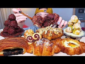 "🧸 Teddy Bör House" Various croissants and choux cake Eating show. Dessert Mukbang