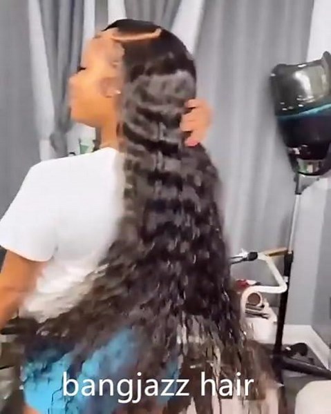 Long deep wave lace closure wigs human hair