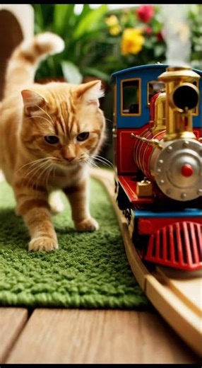 Tiny Conductor! Cute Cat Takes Over the Mini Train