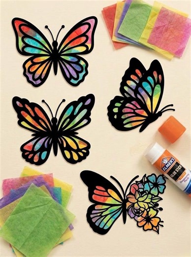 Butterfly Suncatcher Craft Kit, Kids Window Art Party Favors With Glue Stick - Etsy