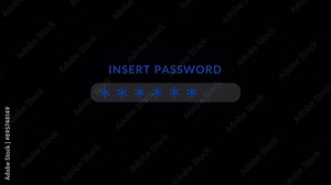 insert password animation, Lock and unlock animation with password entry on black background