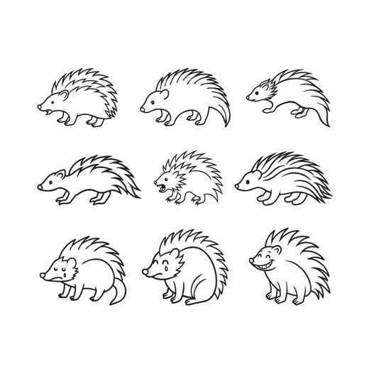 Hedgehog Embroidery Design Bundle, Cute Woodland Animal Machine Embroidery Files, Outline Hedgehog Set, Instant Download - Etsy