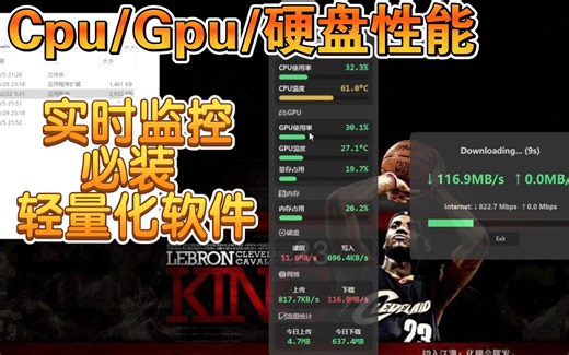 LiteMonitor轻量化软件，CPU-GPU-硬盘性能功耗实时监控，网速/硬盘读写实时反馈