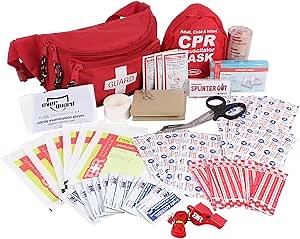 Amazon.com: Ever Ready First Aid, Fanny Pack/Hip Pack, Fully Stocked First Aid Kit with Adult & Infant CPR Combo Masks (72 Piece Set) : Health & Household