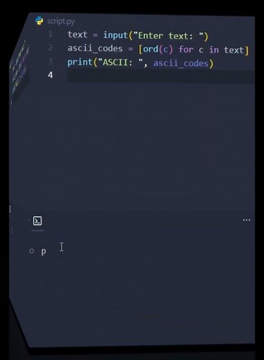 Convert Text to ASCII Code using Python in 30 Seconds! 🔤💻 #Shorts