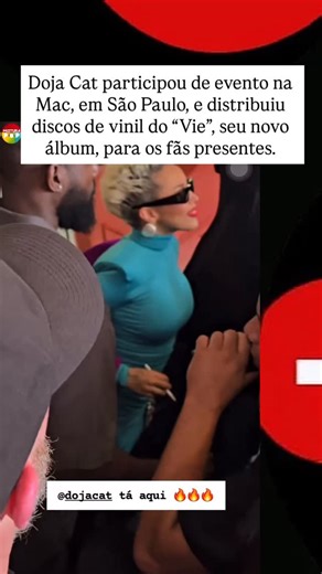 Famosostopssss on Instagram: "Doja Cat participou de evento na Mac, em São Paulo, e distribuiu discos de vinil do “Vie”, seu novo álbum, para os fãs presentes."