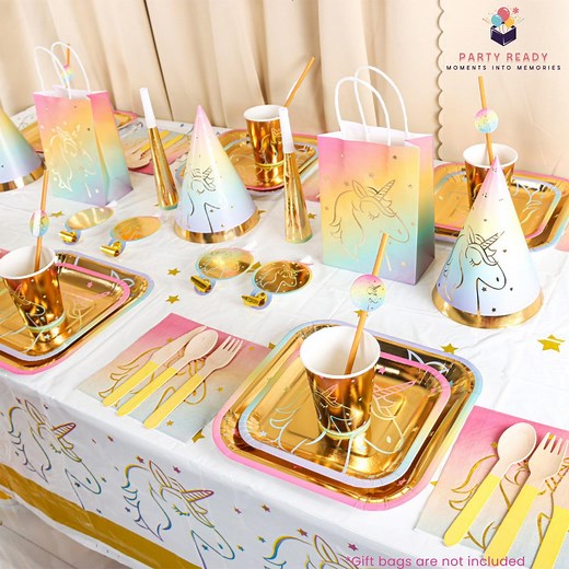 Unicorn Birthday Party Supplies Set With Tableware Decorations Plates Cups Napkins Table Cover Hats Blowouts Balloons All in One Box - Etsy