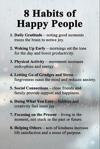 8 Habits of Happy People #psychology #motivation #mindset #amazingfacts #love #success #quotes