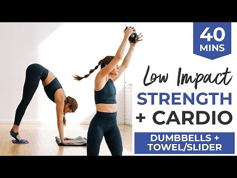 40-Minute LOW IMPACT Strength + Cardio (Full Body, No Jumping) || Dumbbells + Towel/Sliders