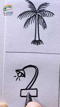 Easy Coconut Tree & Table Lamp Drawing for Beginners | Simple Pencil Drawing Tutorial