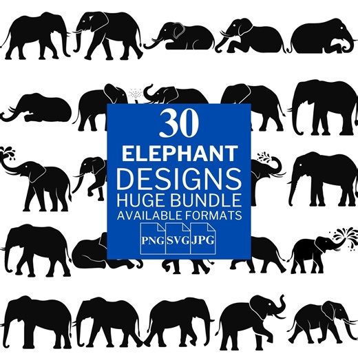 Elephant SVG Bundle: 30 Unique Vector Designs (digital Download) - Etsy