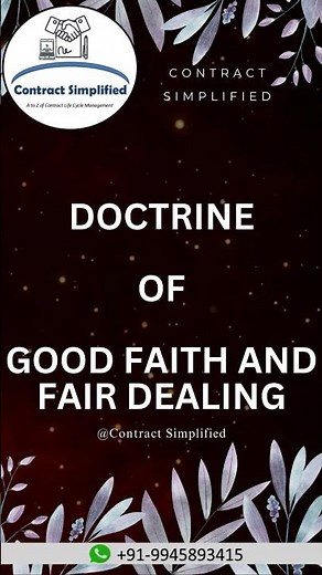 Doctrine of Good Faith and Fair Dealing #legalsupport
