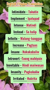 Let's learn some Basic English-Filipino vocabulary #translation #tagalogenglishtranslation | Janes Lessons