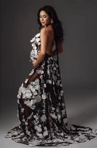 Maternity Dress: Black Floral Sheer Gown, Custom Design, Photoshoot Ready - Etsy