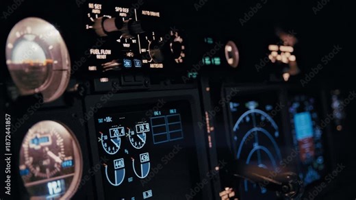 Aircraft Cockpit Displays Showing Real Time Flight Data