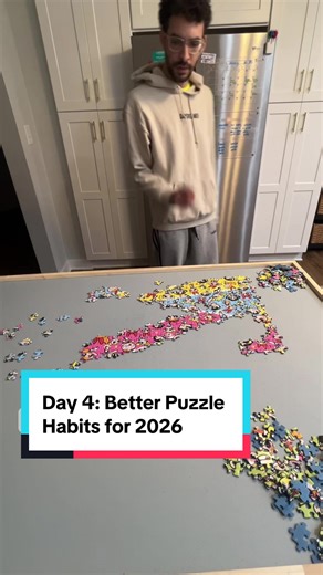 Day 4 of habits that will make you a better puzzler in 2026! A few pieces is better then zero! Place a piece every time you walk by your puzzle! #puzzletok #puzzle #habits #puzzlecommunity