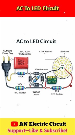 AC To LED Circuit | #shortsfeed #shorts #viral #trend #trending #viral #viraltrend
