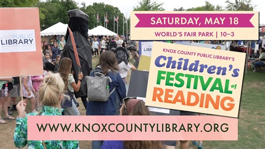 Three days until the Children's Festival of Reading! Come visit us on Saturday, May 18 from 10-3 at World's Fair Park for a day of books, games, and tasty treats– rain or shine. March in the parade of books, earn a special scavenger hunt prize, meet talented authors and illustrators, and learn all about our Summer Library Adventure reading challenge! We can't wait to have fun with you! The 18th Children's Festival of Reading is presented by Comcast #cfor24 #knoxcountypubliclibrary | Knox County 